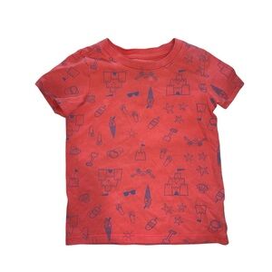 Cat & Jack 3T Red & Blue Unisex Childrens Beach Fun Print Shirt